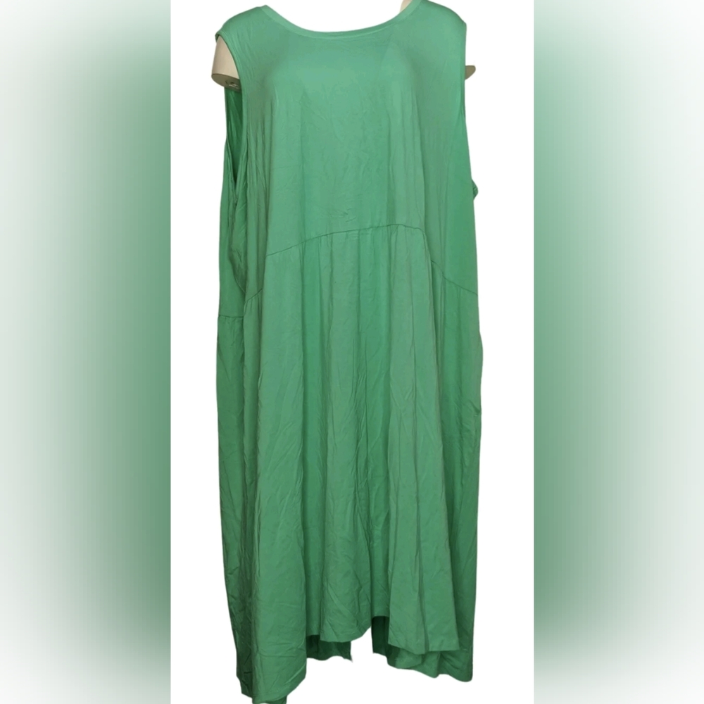 LOGO New Caribbean Sea Aqua Green Blue Midi dress with pockets 4X 4XP - Picture 3 of 7